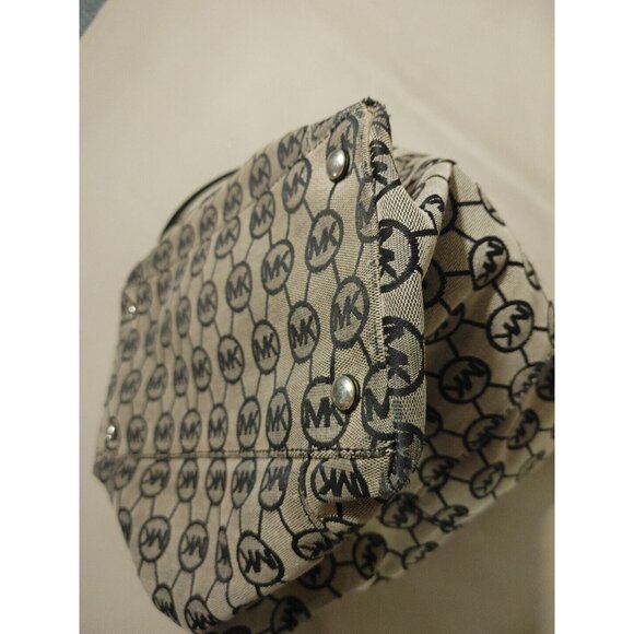 Michael Kors Jet Set Tote Leather and Canvas Black and Tan Logo - Picture 15 of 15